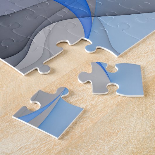 Modern Abstract Blauw Grijs Fractal Art Graphic Legpuzzel (Zijkant)