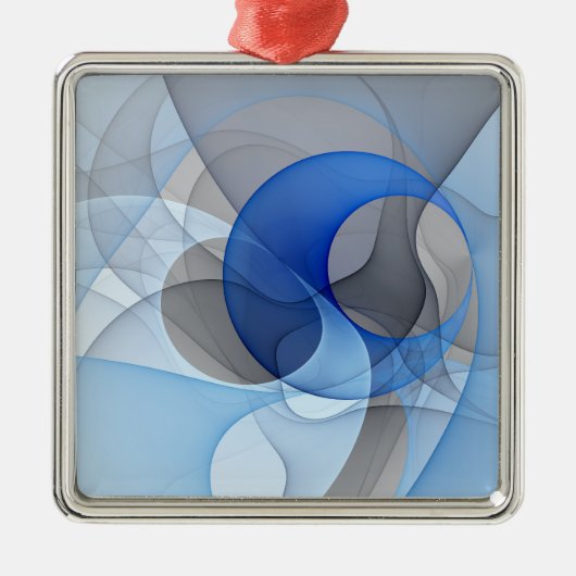 Modern Abstract Blauw Grijs Fractal Art Graphic Metalen Ornament (Voorkant)