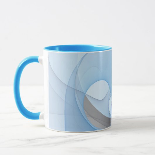 Modern Abstract Blauw Grijs Fractal Art Graphic Mok (Links)
