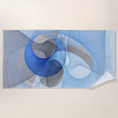 Modern Abstract Blauw Grijs Fractal Art Graphic Strandlaken (Voorkant)
