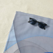 Modern Abstract Blauw Grijs Fractal Art Graphic Strandlaken (In situ)