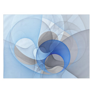 Modern Abstract Blauw Grijs Fractal Art Graphic Tafelkleed