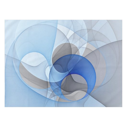 Modern Abstract Blauw Grijs Fractal Art Graphic Tafelkleed (Voorkant (Horizontaal))