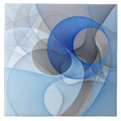 Modern Abstract Blauw Grijs Fractal Art Graphic Tegeltje (Voorkant)