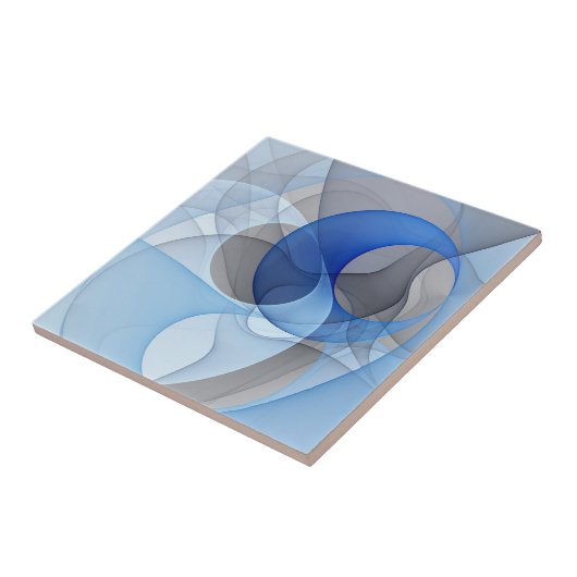 Modern Abstract Blauw Grijs Fractal Art Graphic Tegeltje (Zijkant)