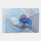Modern Abstract Blauw Grijs Fractal Art Graphic Theedoek (Horizontaal)