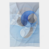 Modern Abstract Blauw Grijs Fractal Art Graphic Theedoek (Verticaal)