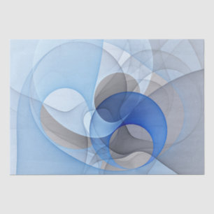 Modern Abstract Blauw Grijs Fractal Art Graphic Tissuepapier