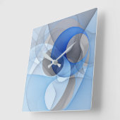 Modern Abstract Blauw Grijs Fractal Art Graphic Vierkante Klok (Hoek)
