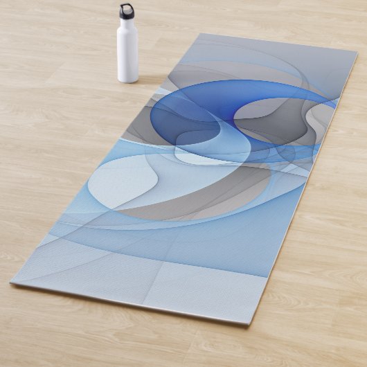 Modern Abstract Blauw Grijs Fractal Art Graphic Yogamat (In situ)