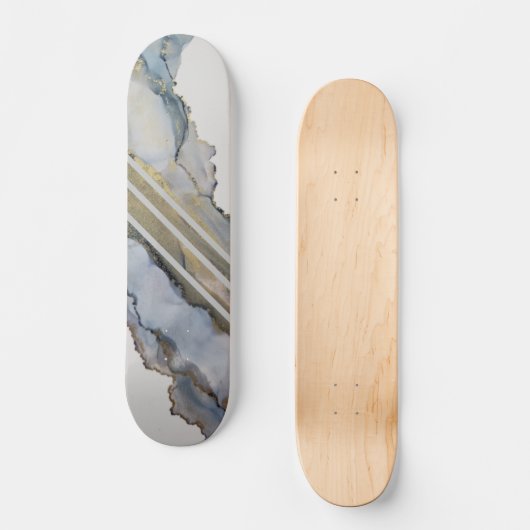 Modern Abstract blauw inktontwerp Skateboard