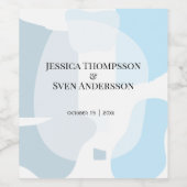 Modern Abstract blauw minimalistische artistieke b Wijn Etiket (Enkel label)