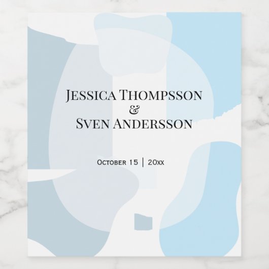 Modern Abstract blauw minimalistische artistieke b Wijn Etiket (Enkel label)