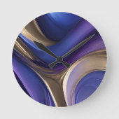 Modern Abstract-Blauw Paarse en Gouden Ronde Klok (Voorkant)