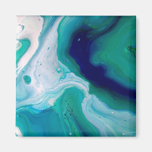 Modern Abstract Blauw Turquoise Vloeibaar Water Magneet