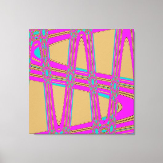 Modern Abstract blauw, warm roze golfpatroon Canvas Afdruk (Voorkant)