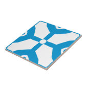 Modern Abstract Blauw Wit Blokken Stippen Patroon Tegeltje (Zijkant)