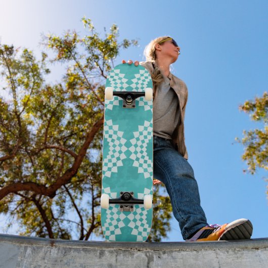 Modern Abstract blauw wit Mandala Pattern Skateboard (Buiten 1)