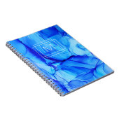 Modern Abstract blauw wit Paars monogram Notitieboek (Rechterzijde)