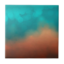 Modern Abstract Blauwgroen Turquoise Blue Oranje
