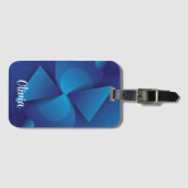 Modern Abstract Blue Geometric Bagagelabel (Voorkant (horizontaal))