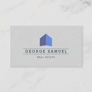 Modern Abstract Blue Home Logo Realtor Ash Black  Visitekaartje