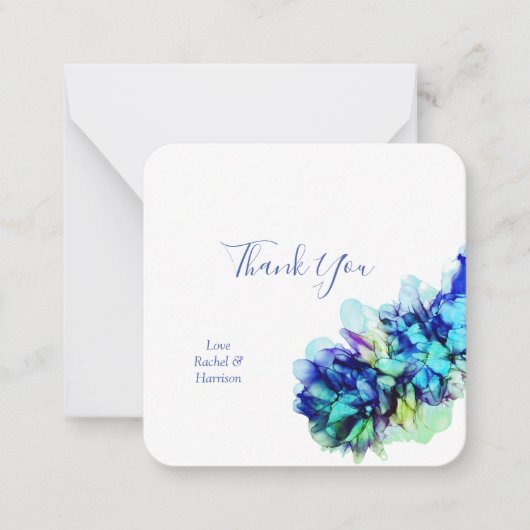 Modern Abstract Blue & Turquoise Wedding Dank je Notitiekaartje (Voorkant)