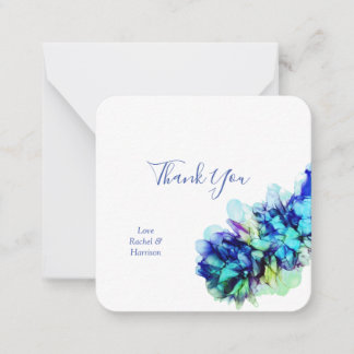 Modern Abstract Blue & Turquoise Wedding Dank je Notitiekaartje