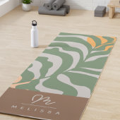 Modern Abstract Boho Groen Grijs Bruin Monogram Yogamat