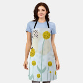 Modern Abstract Botanical Yellow Billy Button Apro Schort (Gedragen)