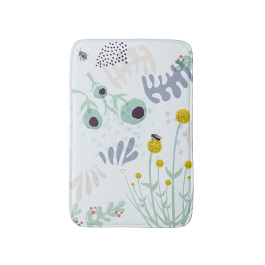 Modern Abstract Botanical Yellow Billy Button Badmat (Voorkant Verticaal)