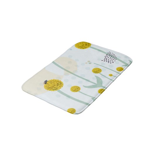 Modern Abstract Botanical Yellow Billy Button Badmat (Gekanteld)