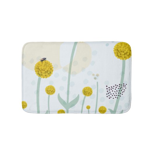 Modern Abstract Botanical Yellow Billy Button Badmat (Voorkant)