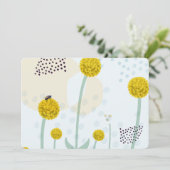 Modern Abstract Botanical Yellow Billy Button Kaart (Staand voorkant)