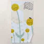 Modern Abstract Botanical Yellow Billy Button Strandlaken (Voorkant)
