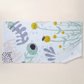 Modern Abstract Botanical Yellow Billy Button Strandlaken (Voorkant)