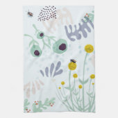 Modern Abstract Botanical Yellow Billy Button  Theedoek (Verticaal)