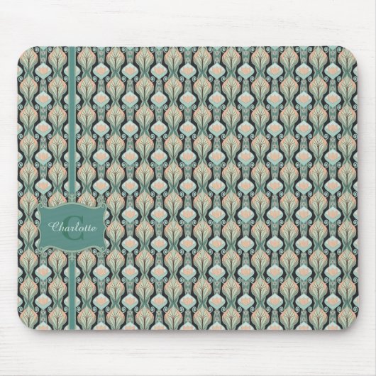 Modern  Abstract botanisch monogrampatroon Muismat (Voorkant)