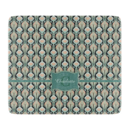 Modern  Abstract botanisch monogrampatroon Snijplank (Voorkant)