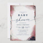 Modern Abstract Bourgogne & Navy Baby shower Kaart (Voorkant)