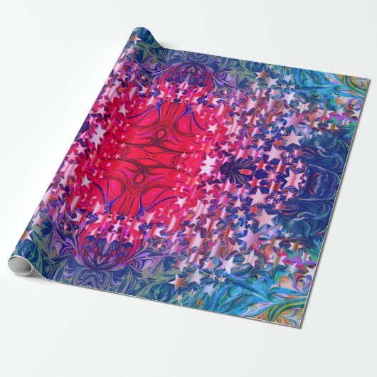 Modern Abstract | CHRISTMAS STARS | PAARS Cadeaupapier (Uitgerold)