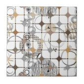 Modern Abstract Circles and Stars in Gold and Bron Tegeltje (Voorkant)