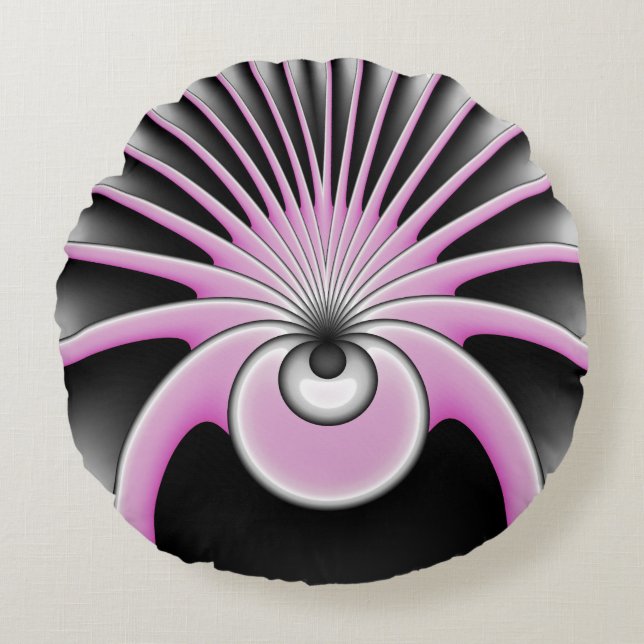 Modern Abstract Crazy Fractal Art Pattern Rond Kussen (Voorkant)
