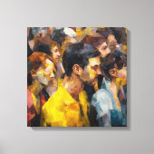 Modern Abstract Crowd Faces Expressionism Vibrant  Canvas Afdruk (Voorkant)