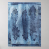 Modern Abstract Cyaan Blauw Botanisch Poster (Voorkant)