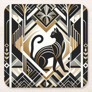 Modern Abstract decoratief kattenpapier Onderzette Vierkante Kartonnen Onderzetter