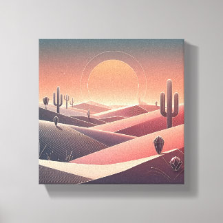 Modern Abstract Desert Landscape - Geometric Sunse Canvas Afdruk