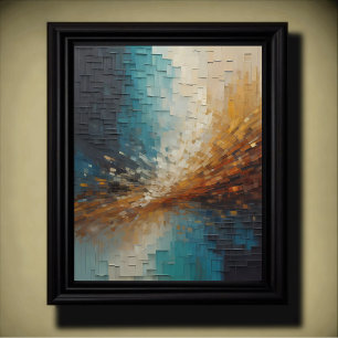 Modern Abstract Design Blauwe en Gouden Tonen Poster