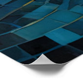 Modern Abstract Design Goud Sinaasappel Blauw Euro Poster (Hoek)