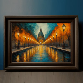 Modern Abstract Design Goud Sinaasappel Blauw Euro Poster